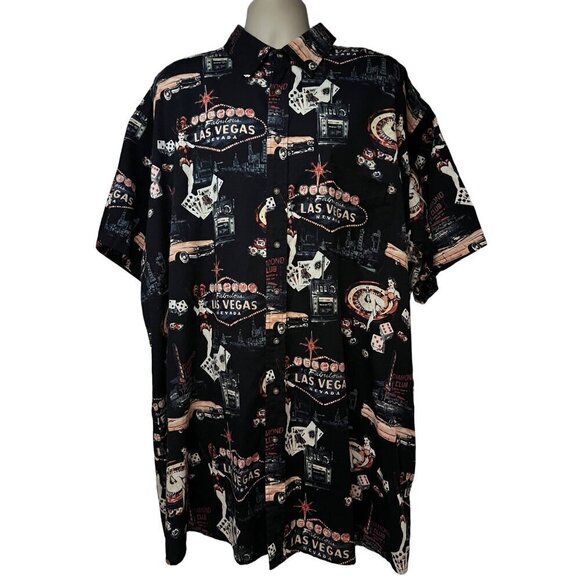 Mens Vintage Hawaiian Style All Over Graphic Print Button Up Shirt 4XL Pocket - Picture 1 of 7